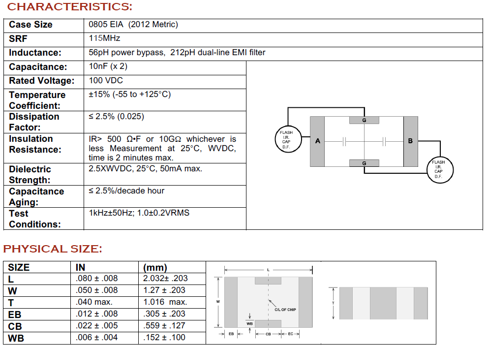 P08M0115B100MN – EMI SUPPRESSION FILTER – 三端电容